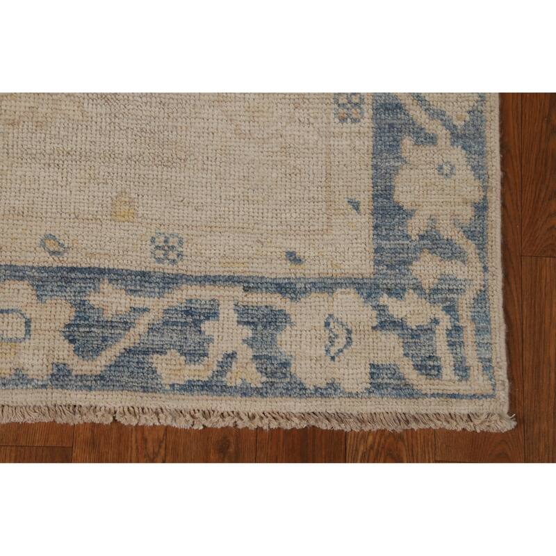 Hand Knotted Oriental 100% Wool Carpet Transitional Floral Beige & Ivories Oushak Area Rug - 5' 10'' X 2' 8''