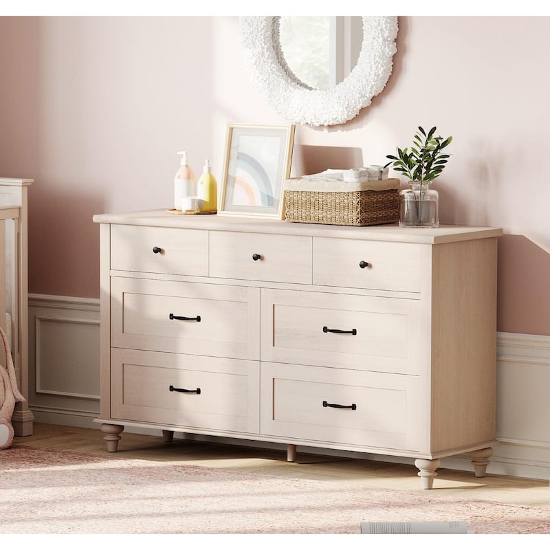 Kids Dresser with 7/8 Drawers for Bedroom, Wide Dresser for Kids Room - Beige - 7-drawer