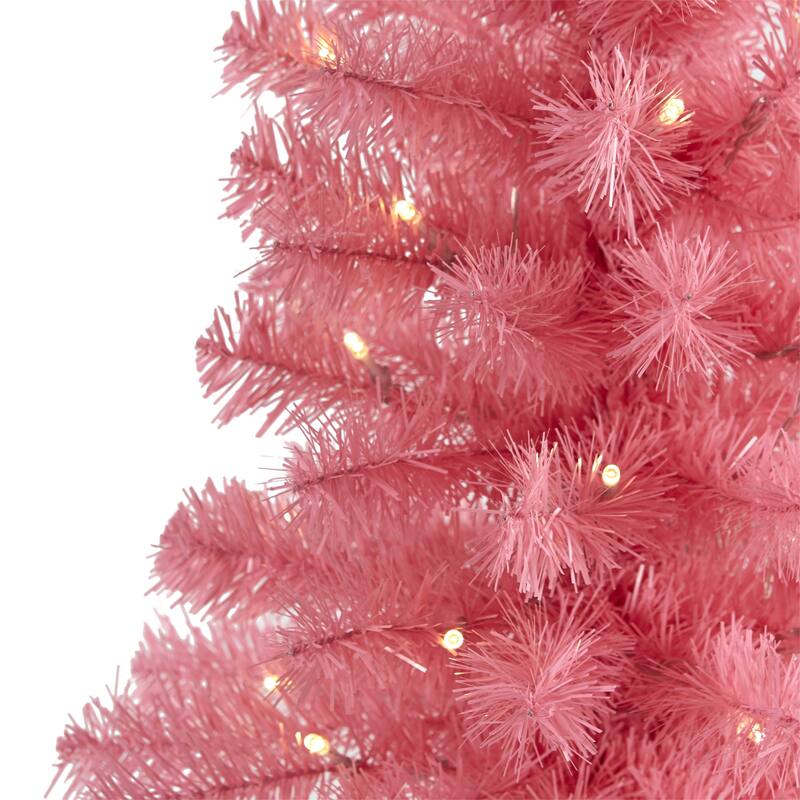 2' Pink Christmas Tree with 35 LED Lights and 72 Branches