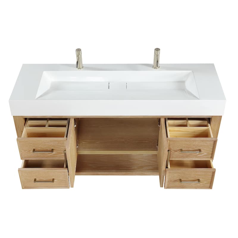 Vera Bath Vanity with Integrated Stone Sink Top and Mirror