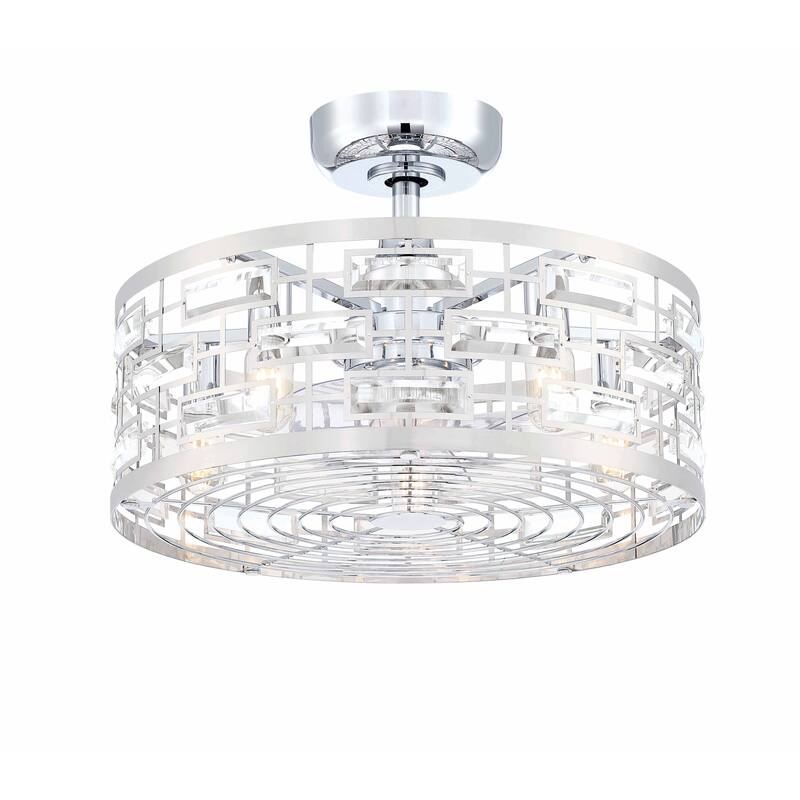 Klout 22 inch Indoor Ceiling Fan with Clear Blades and LED Light Kit - Chrome with Brushed Nickel Cage