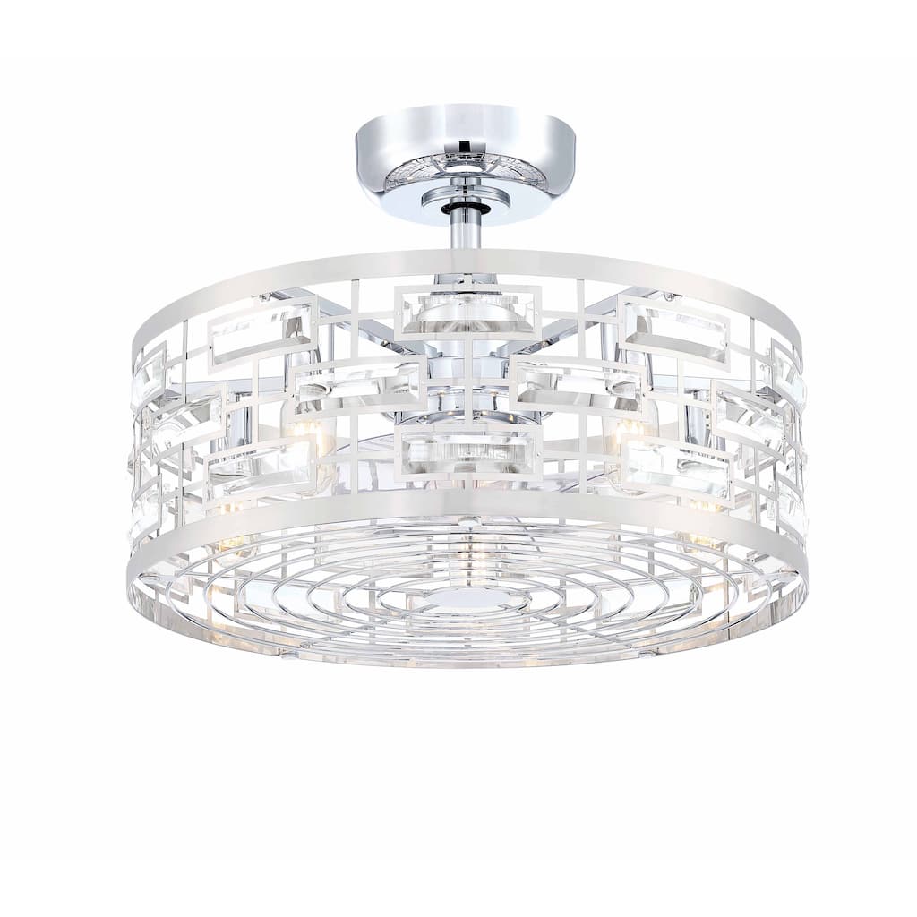 Klout 22 inch Indoor Ceiling Fan with Clear Blades and LED Light Kit - Chrome with Brushed Nickel Cage