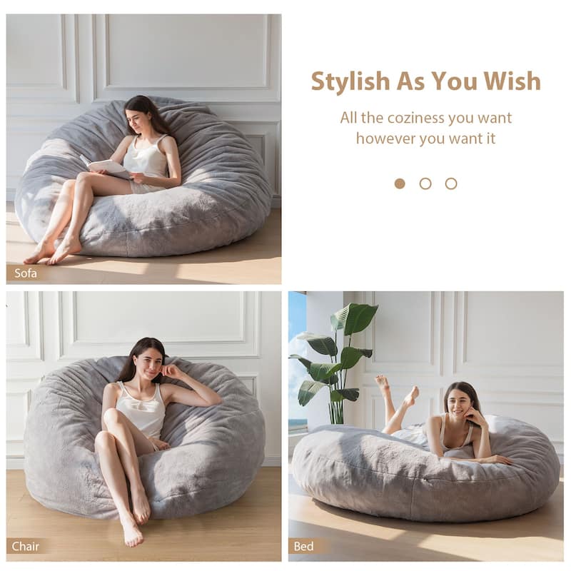 5-foot Giant Round Bean Bag Sofa and Lounger