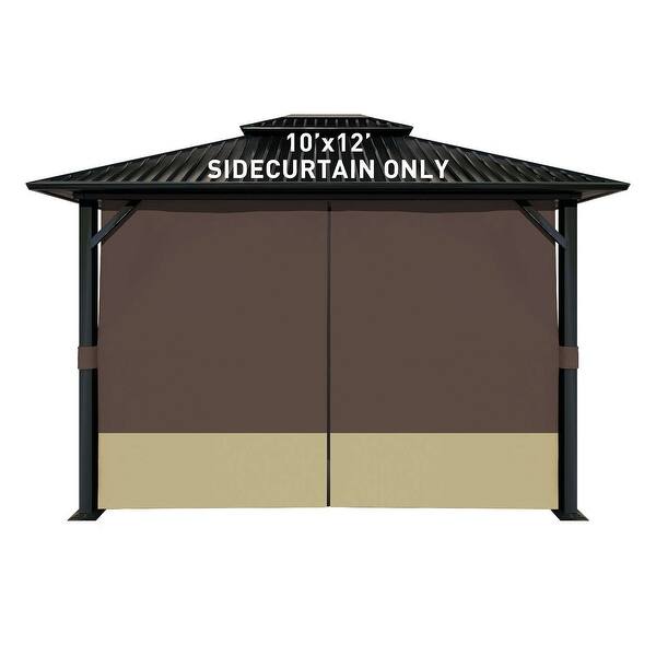 Universal 4-Panel Gazebo Privacy Curtains For 12'x16' Gazebos - Waterproof, Sun Protection, With Zipper & Sliding Hooks