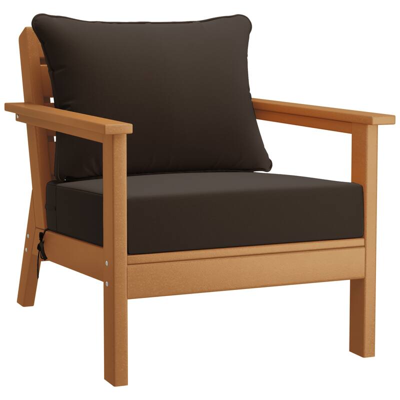 Birchwood All Weather HDPE Outdoor Patio Teak Deep Seating Conversation Set (5-Piece Set)