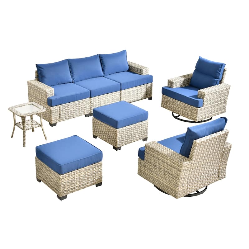 XIZZI 8-piece Wicker Patio Furniture Set with Swivel Chairs