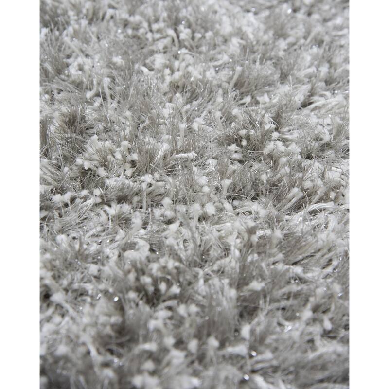 Alora Decor Pearl Contemporary Solid Gray Polyester/Lurex Area Rug.