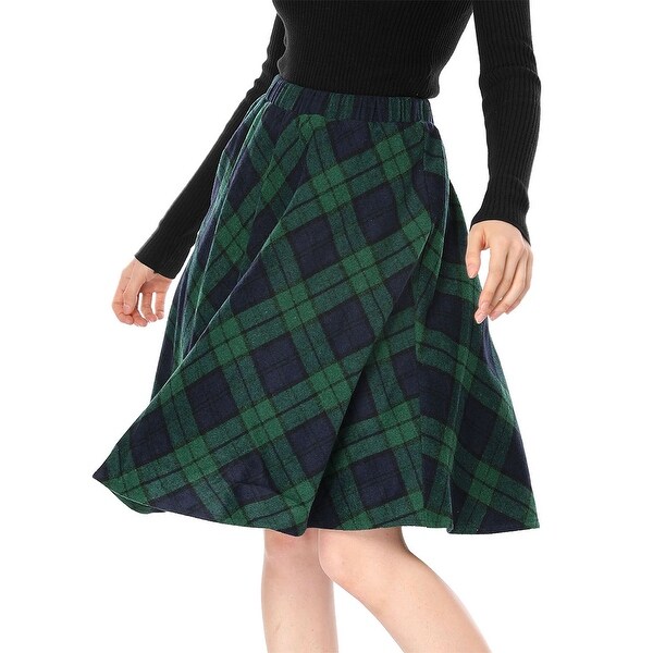 Unique Bargains Women Plaids Elastic