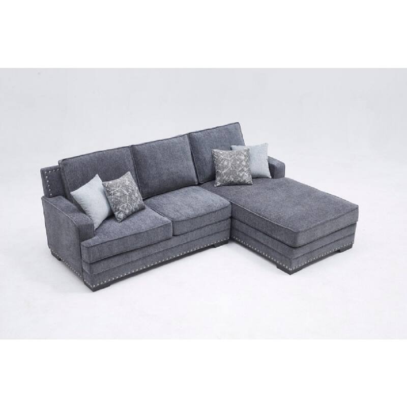 Classic Upholstered Sectional Sofa Couch with Right-Facing Chaise