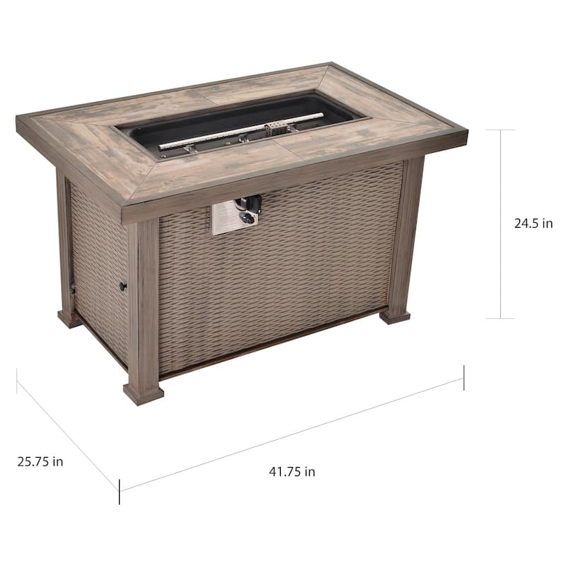 Outsunny 42-in. 30,000-BTU Outdoor Wicker Gas Firepit Table