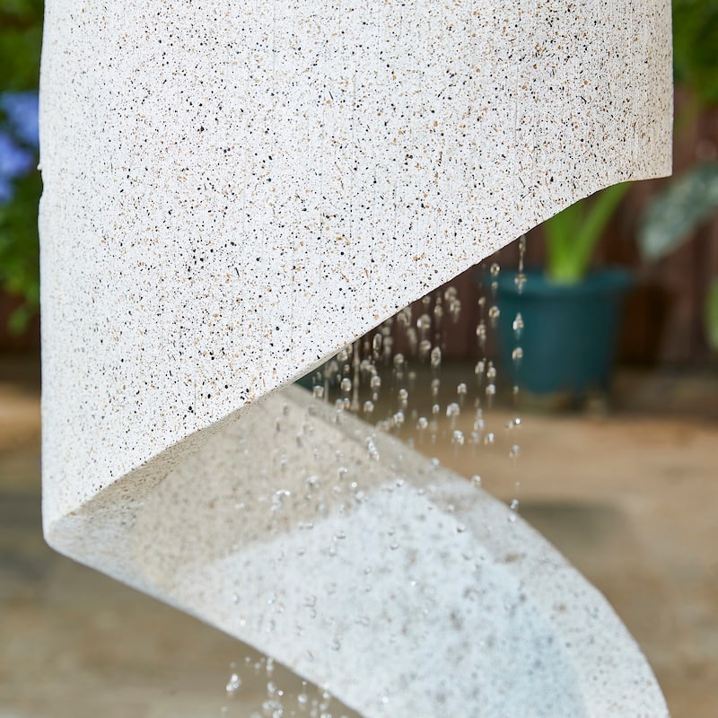 Glitzhome Modern Minimalist Spiral LED Polyresin Outdoor Fountain with Small Planter