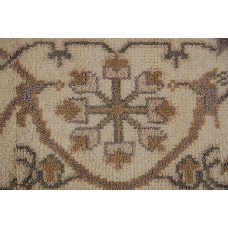 Earth Tone Oushak Indian Large Rug Hand-Knotted Wool Carpet - 7'11"x 15'8"