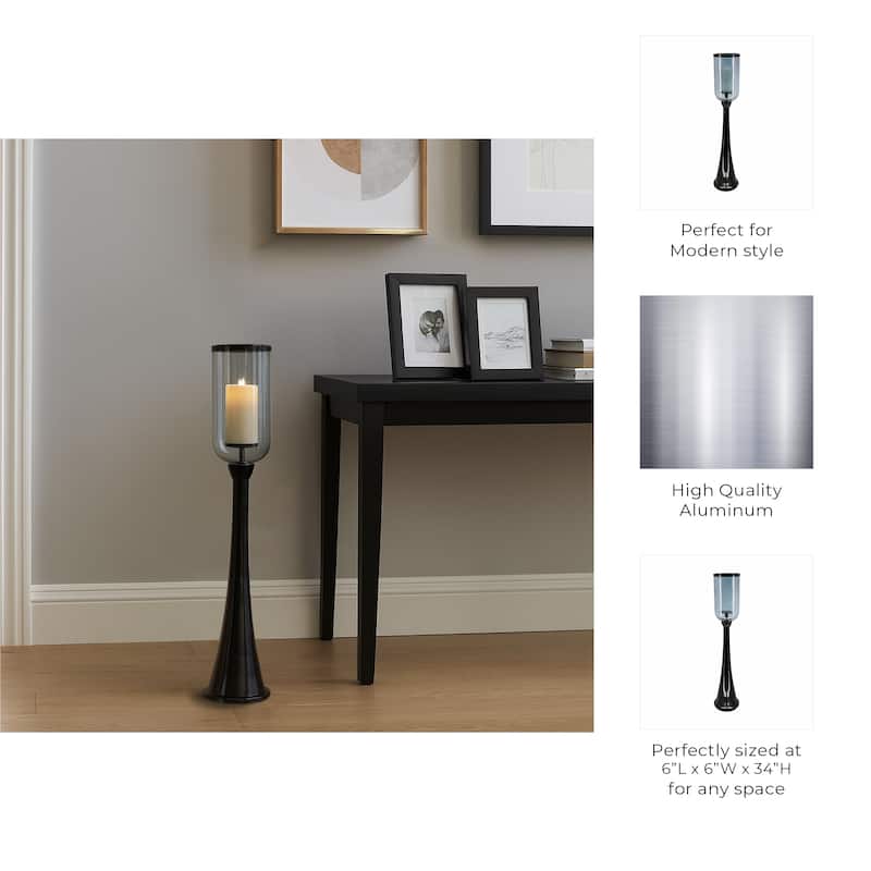 Modern Metal and Glass Floor Candle Stand for Pillar Candles