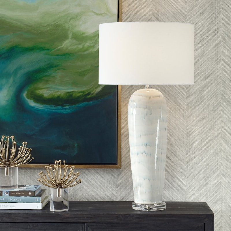 Uttermost Arden White Glaze Table Lamp - 32.5" H X 18" W X 18" D