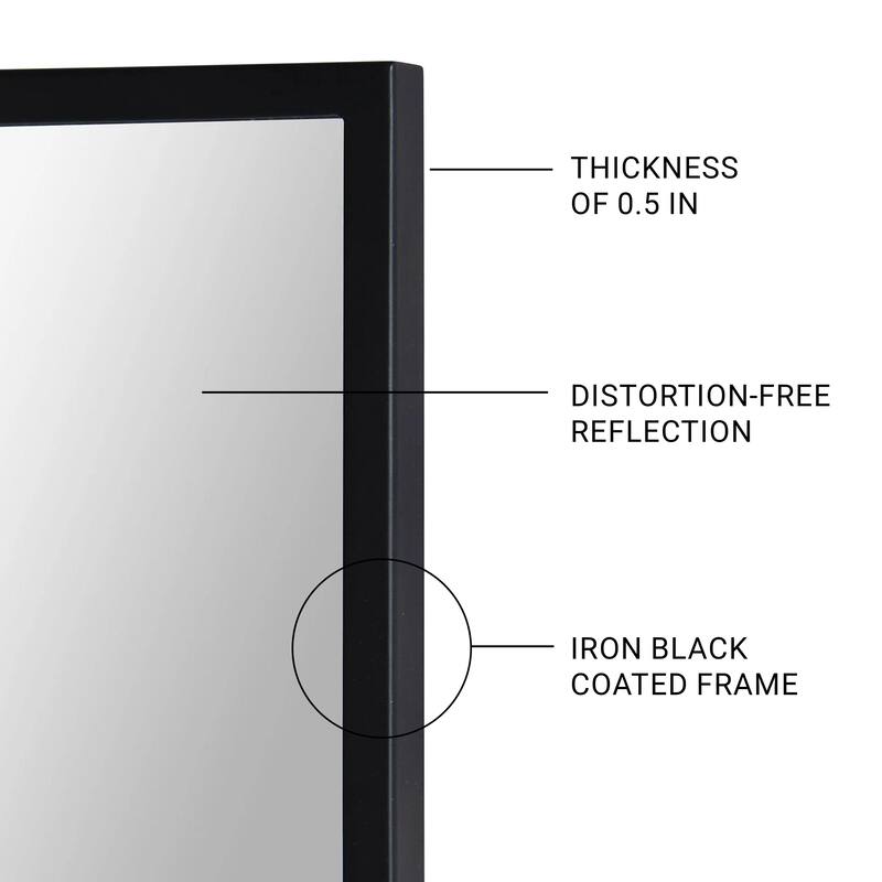 Renwil Reynolds 35.5" Tall Rectangle Wall Mirror, Black