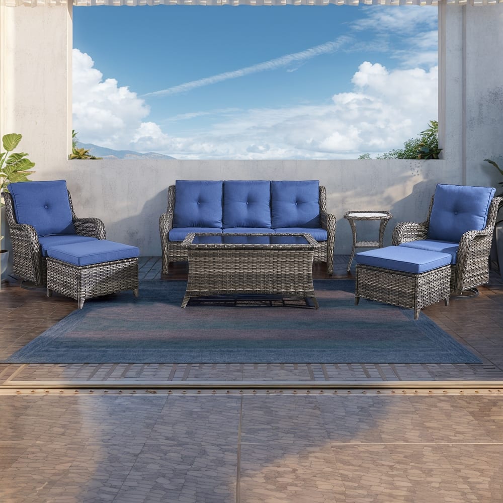 Gymojoy 7 Piece Outdoor Sofa Swivel Rocker Chairs Set