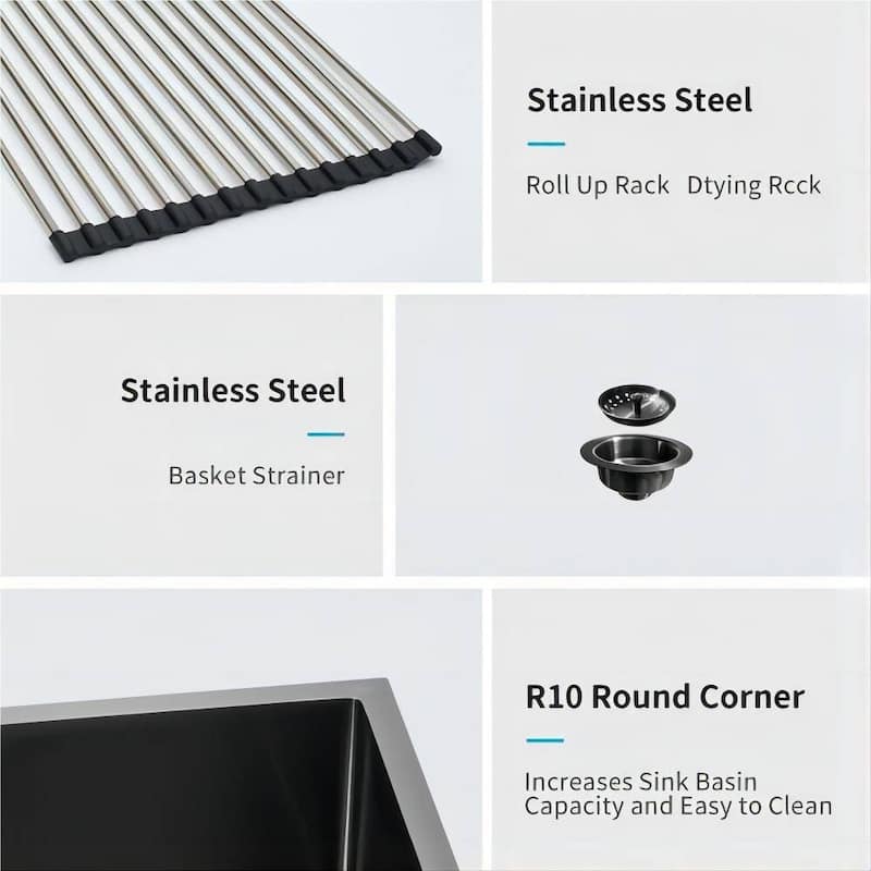 30" 33" 36" Gunmetal Black Farmhouse Sink Apron Front Kitchen Sink
