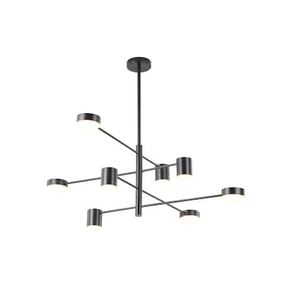 8 Light Black Metal LED Lighting With Acrylic Shades