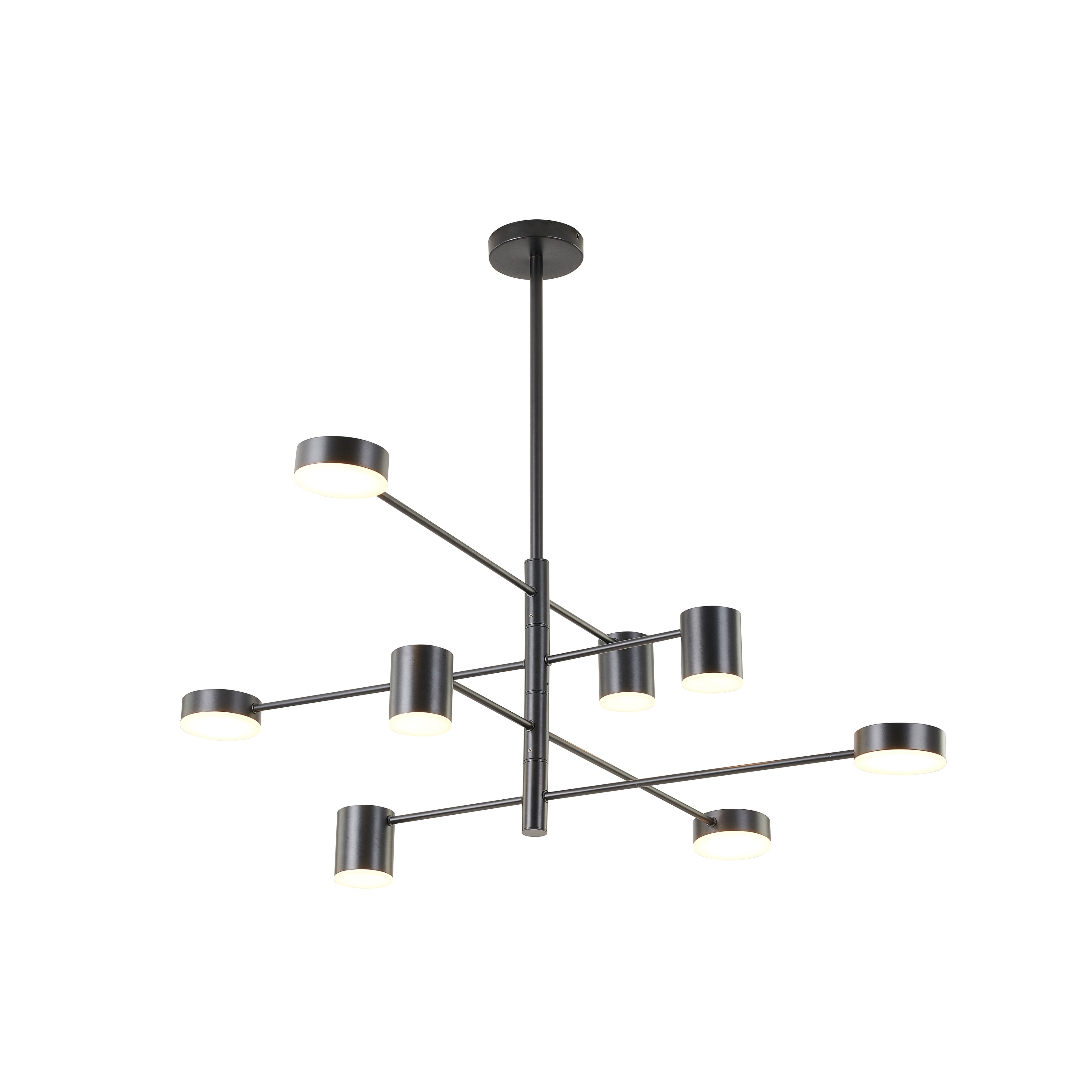 Modern 8 Light Black Metal LED Lighting With Acrylic Shades