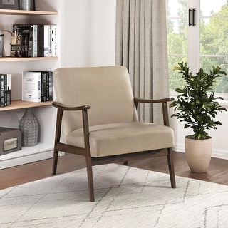 Mid Century Modern Velvet Accent Chair with Solid Wood Armrests for ...