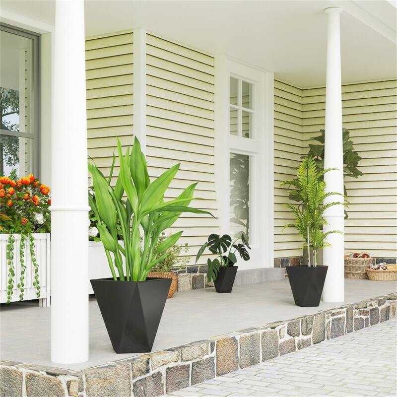 3-Piece Stackable Garden Bed Planter with Drainage Holes - Small - Black