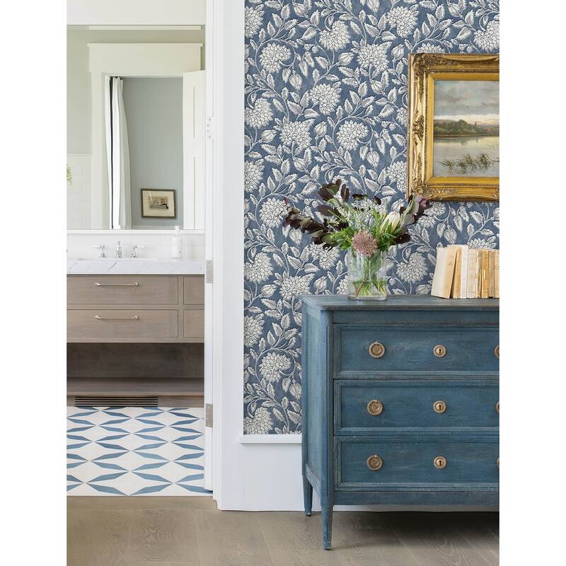 Chesapeake Vadouvan Navy Jacobean Trail Wallpaper