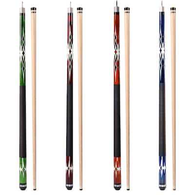 GSE™ Set of 4 Canadian Maple Hardwood Billiard Pool Cue Sticks. 58" 2-Piece Pool Cue Set for House or Commercial Use