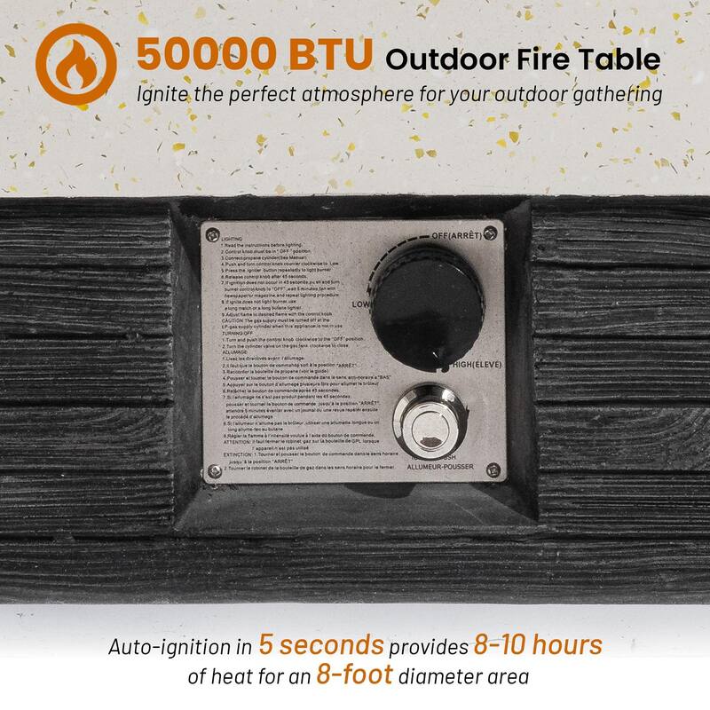 POLESITTER Morden Outdoor Concrete Propane Fire Pit Table