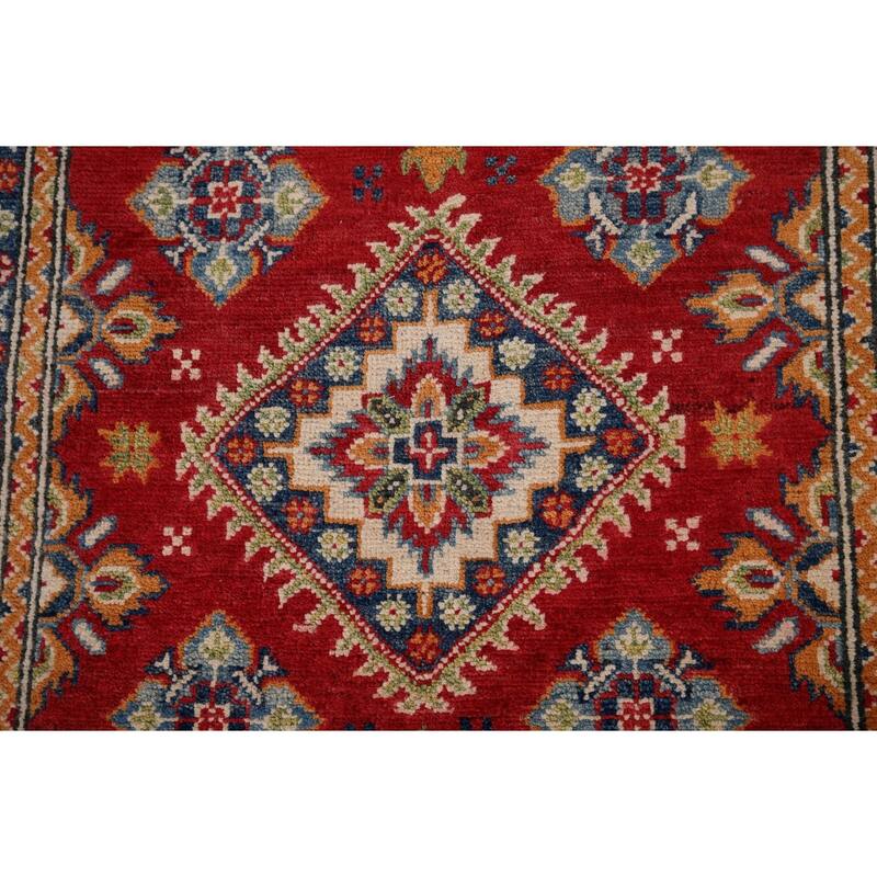 Red Kazak Accent Rug Hand-Knotted Traditional Oriental Wool Carpet - 3'3" x 4'9"