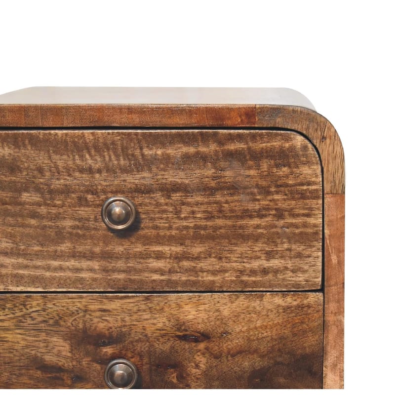 Artisan Furniture Solid Wood Mini Curved Grey Washed Nightstand