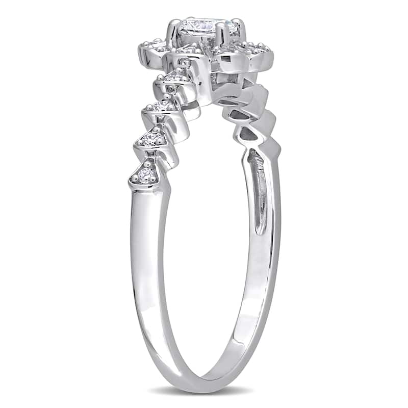 Miadora 1/3ct TDW Oval-cut Diamond Floral Engagement Ring in 14k White Gold
