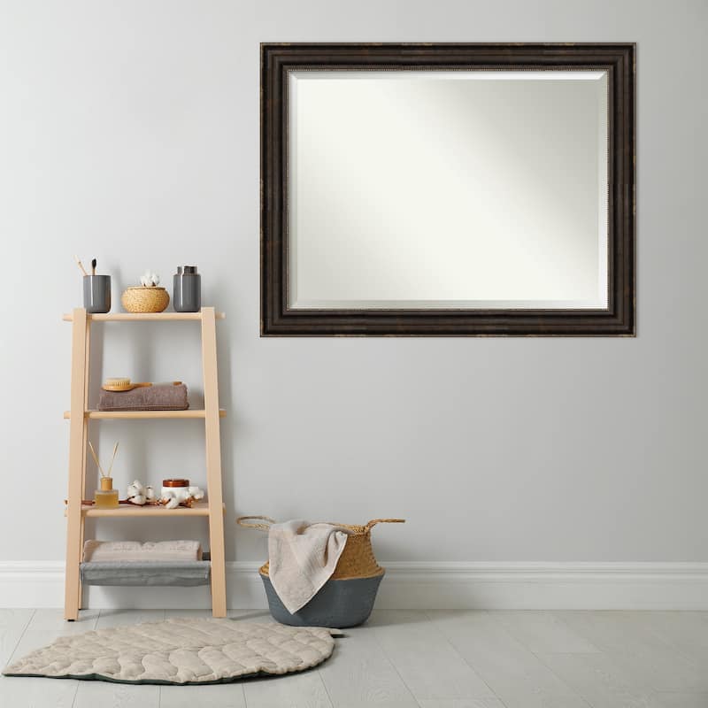 Beveled Bathroom Wall Mirror - Stately Bronze Frame - Stately Bronze