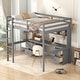 preview thumbnail 4 of 15, Full Wood Loft Bed with Desk, Cabinets, Drawers & Safety Guardrails