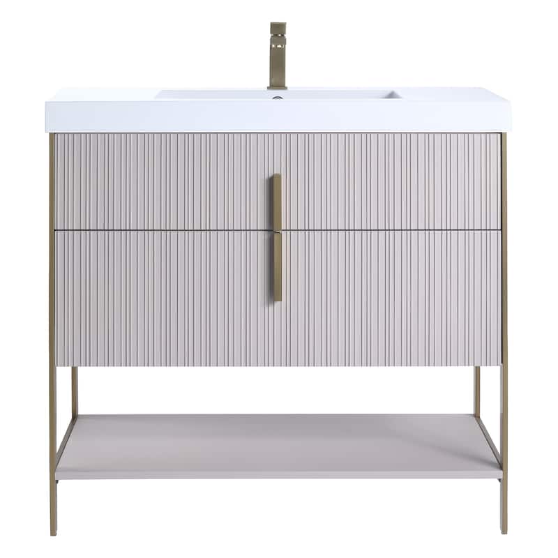 Fine Fixtures Serenity Modern Bathroom Vanity with White Gel Acrylic Top