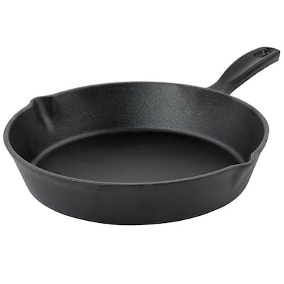 Oster Castaway 10 Inch Round Cast Iron Frying Pan with Pouring Spouts