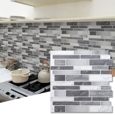 Art3d 11.8"×11.8" Vinyl Peel and Stick Backsplash Tile, 10-Pack - 11.8 inch × 11.8 inch