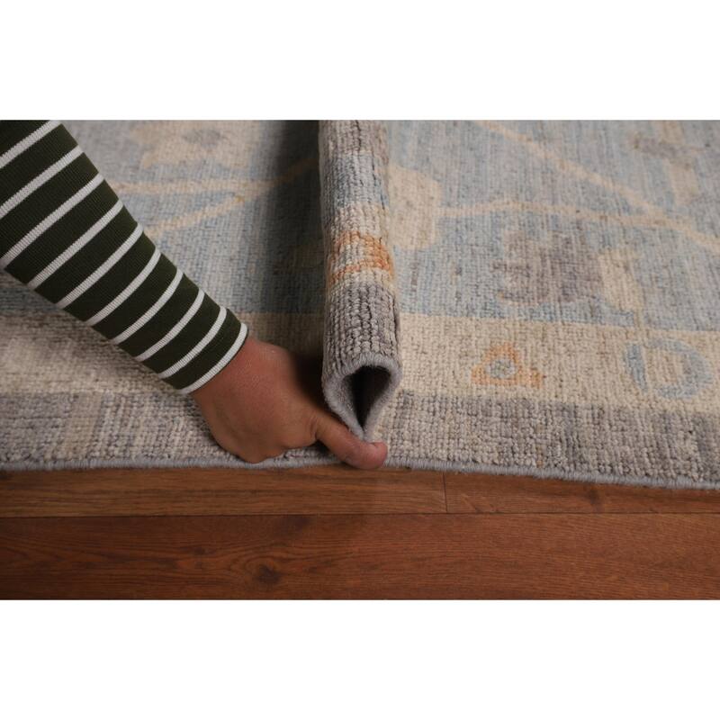 Gray Oushak Turkish Large Area Rug Hand-Knotted Wool Carpet - 10'1"x 13'8"