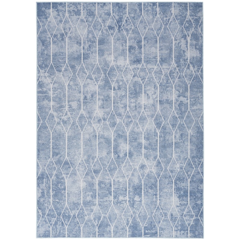New Concept Washables Indoor only Geometric Machine Washable Area Rug - 6' x 9' - Blue - Rectangle