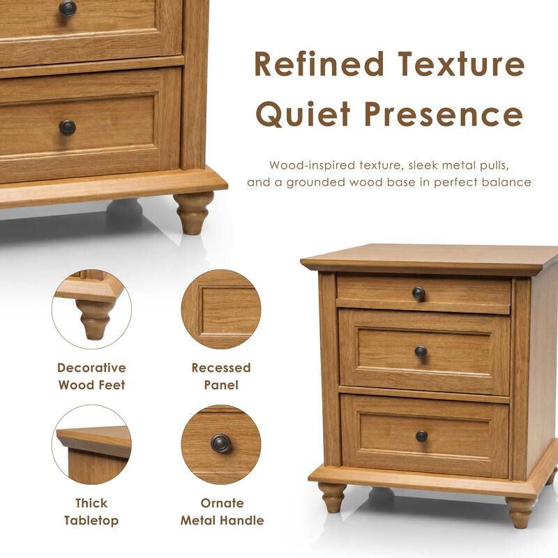 247 Shop At Home Lane Classic Traditional 3-Drawer Nightstand