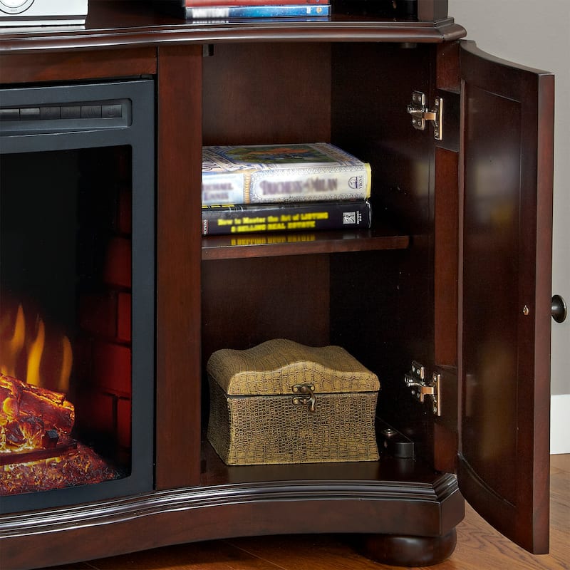 Pleasant Hearth Merrill 54" TV Stand with Electric Fireplace in Merlot - 54 inches in width