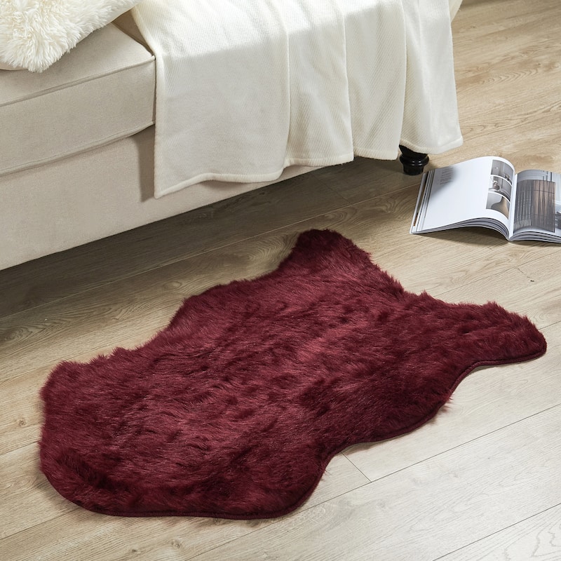 Serenta Shag Sheepskin Silky FauxFur Area Rug Sofa Decor - 24" x 36" - 24" x 36" - Rhododenndron