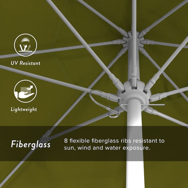 California Umbrella 75' Venture Series Patio Umbrella, White Aluminum Pole Fiberglass Ribs Push Lift Olefin