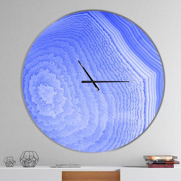 slide 2 of 10, Designart 'Dark Blue Agate Structure' Oversized Modern Wall CLock