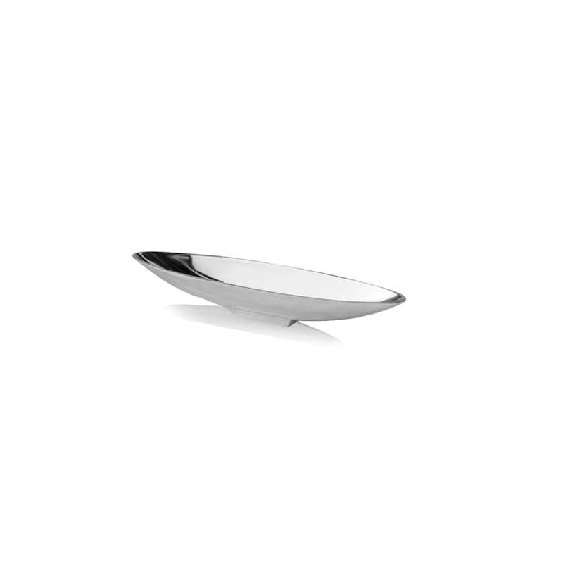 HomeRoots 20" Contempo Shiny Silver Short Boat Tray