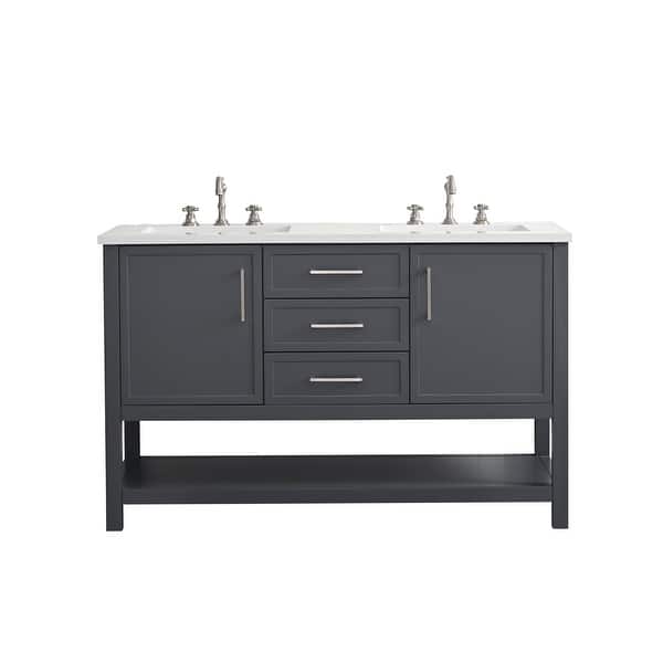 slide 2 of 15, Sudio Design Arlo 54" Double Bathroom Vanity - 54" Double Sink Dark Gray