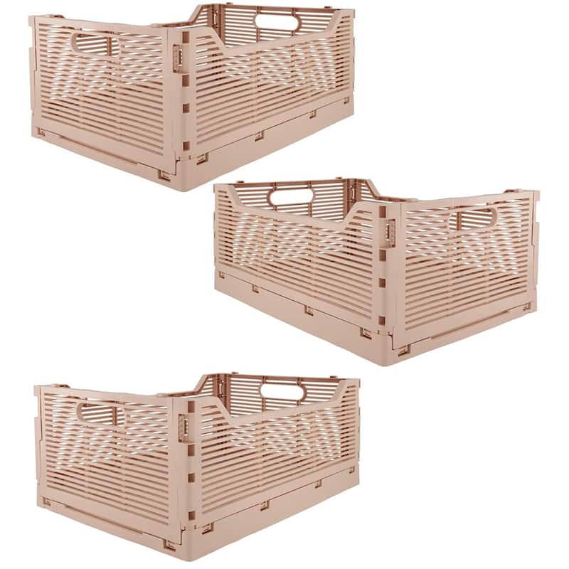 OnDisplay Stackable Folding Desk/Beauty/Closet Storage Crate - Foldable Space Saving Bins