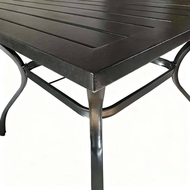 Metal Steel Slat Patio Dining Table Square Backyard Bistro Table Outdoor Furniture Garden Table