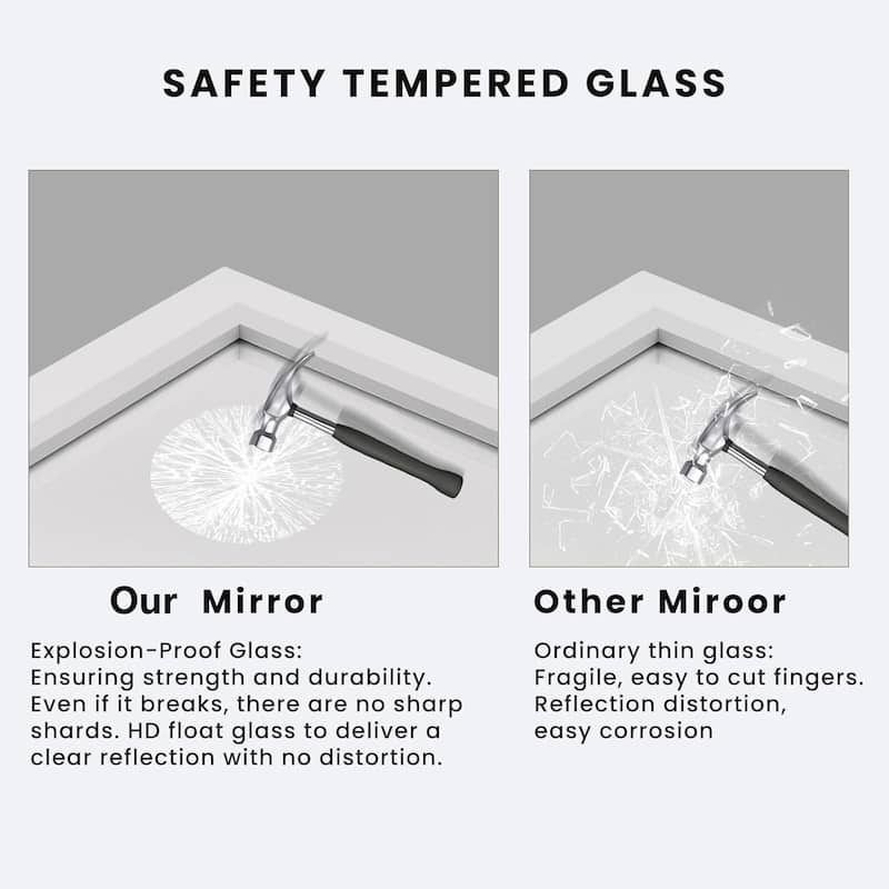 KIOTEE Full size Metal Bathroom Mirror with 5-Year Warranty