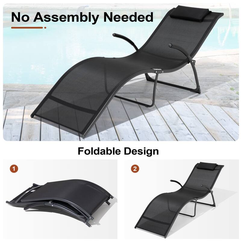 Crestlive Products Outdoor Aluminum Chaise Lounge Chair with Adjustable Backrest