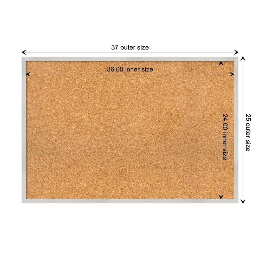 Svelte Metallic Wood Framed Natural Corkboard Bulletin Board